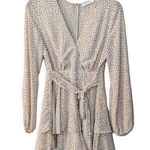 Goodnight Macaroon Women's Cream Polka Dot Front Tie Romper – Size Medium